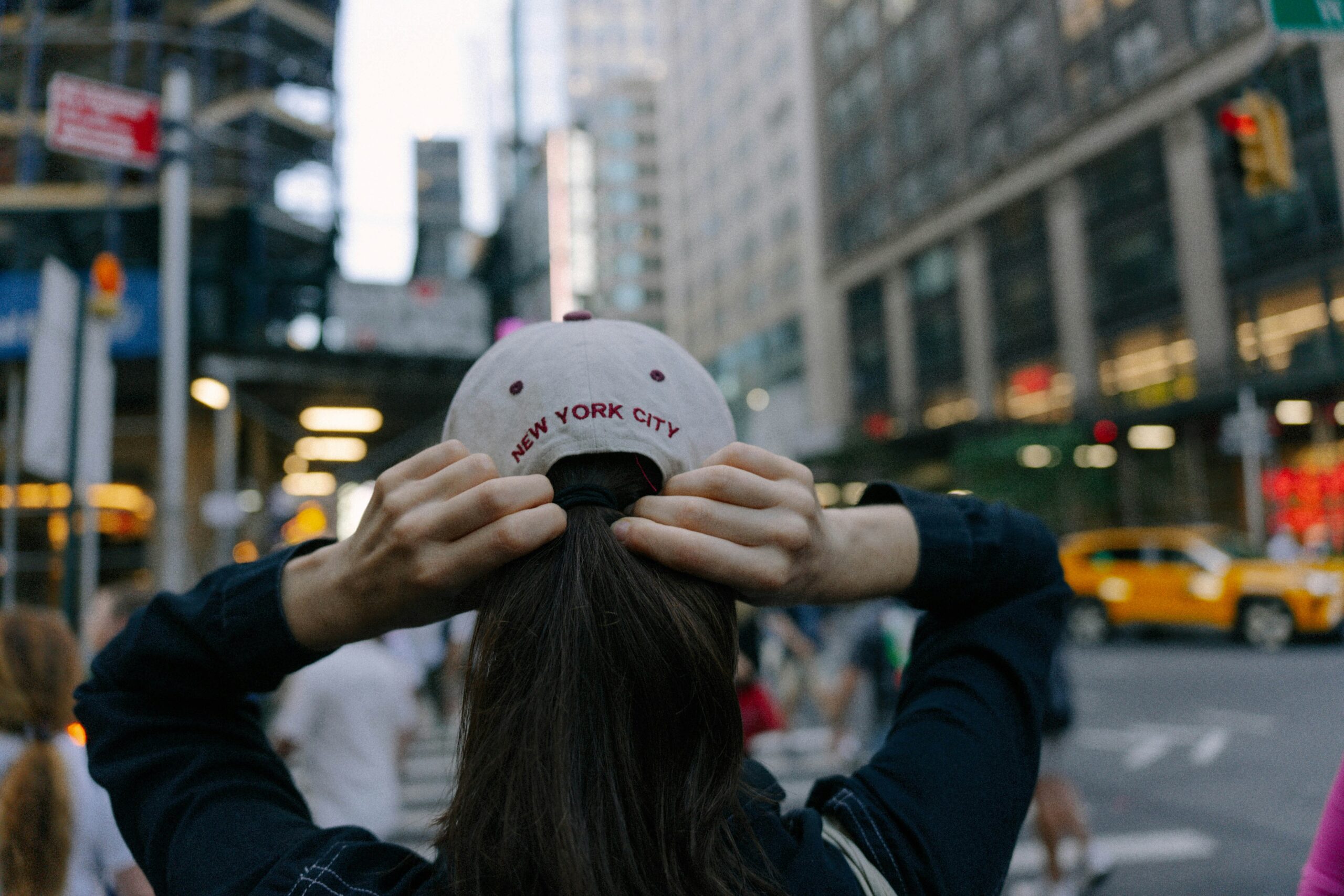 NYC hat in city
